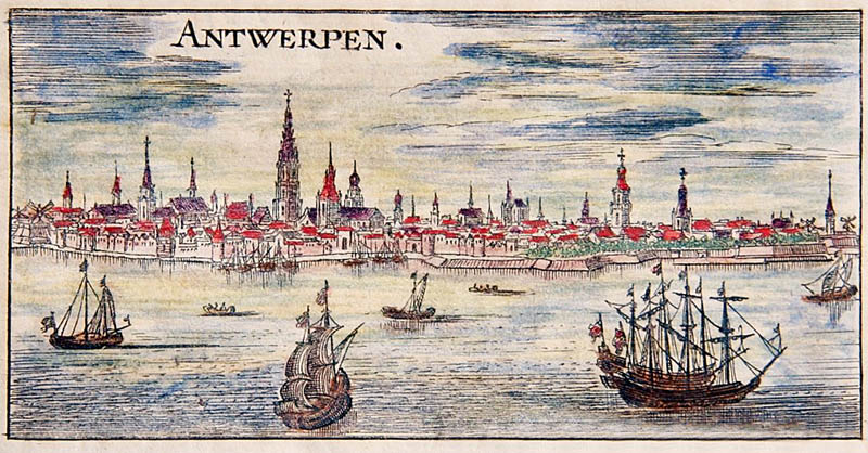 Gezicht op Antwerpen vanaf de Schelde 1700 Merian